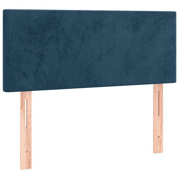 vidaXL Tăblie de pat cu LED, albastru &icirc;nchis, 100x5x78/88 cm, catifea