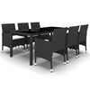 vidaXL Set mobilier grădină, 5 piese, negru, poliratan/sticlă tratată