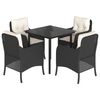 vidaXL Set mobilier de grădină cu perne, 5 piese, negru, poliratan