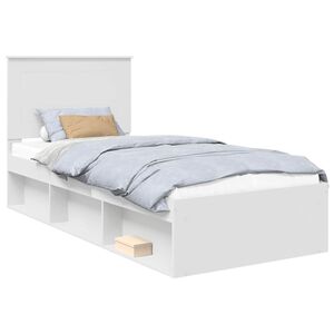 vidaXL Cadru de pat cu headboard Alb 90 x 200 cm Lemn de pin masiv