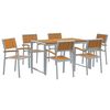 vidaXL Set de masă pentru grădină 7 buc. Gri Lemn Solid de Acacia