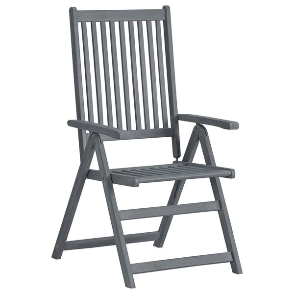 vidaXL Set mobilier de grădină cu 5 piese (150-200) x 100 cm, lemn masiv de acacia, gri