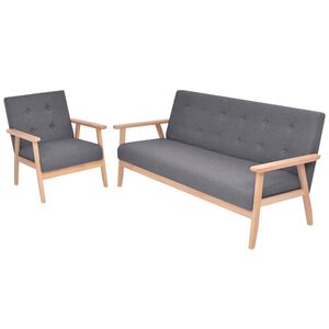 vidaXL Set canapea 2 piese, textil, gri &icirc;nchis