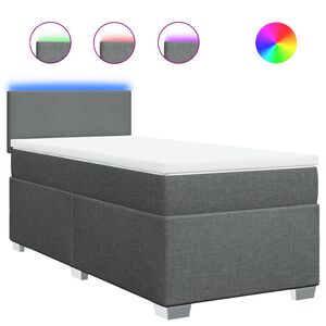 vidaXL Pat box spring cu saltea, gri &icirc;nchis, 80x200 cm, textil