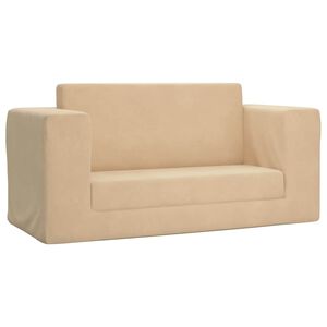 vidaXL Canapea extensibilă de copii cu 2 locuri, crem, pluș moale