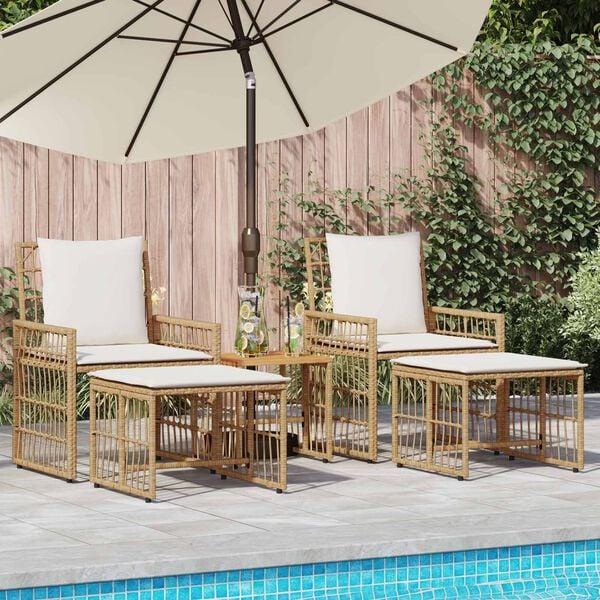 vidaXL Set de Mobilier pentru Exterior 5 pcs Alb Natural și Crem