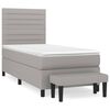 vidaXL Pat box spring cu saltea, gri deschis, 90x200 cm, textil