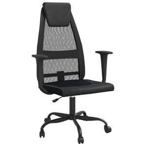 vidaXL Scaun birou reglabil &icirc;n &icirc;nălțime negru piele artificială/plasă