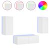 vidaXL Comode TV de perete cu lumini LED, 3 piese, alb