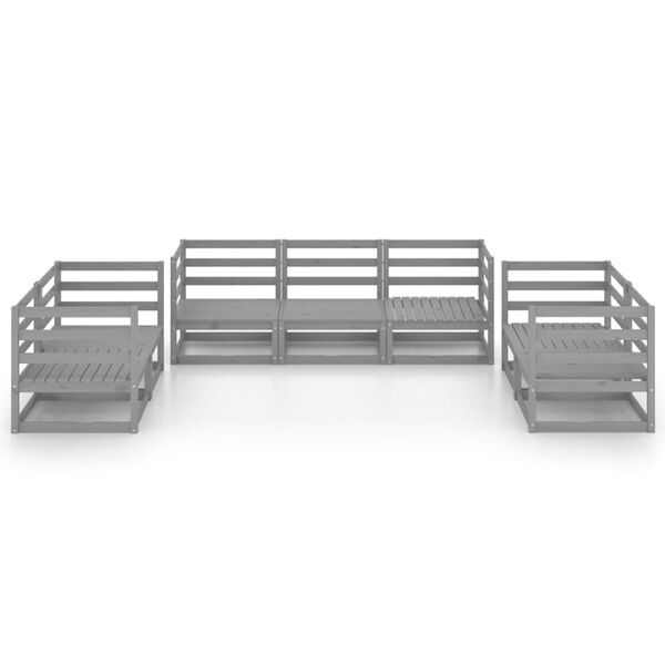 vidaXL Set mobilier de grădină, 7 piese, gri, lemn masiv de pin