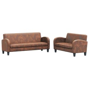vidaXL Set canapea, 2 buc., piele artificială de căprioară, maro