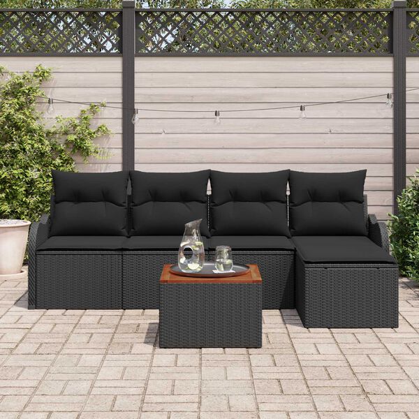 vidaXL Set de canapele pentru grădină 6 pcs Negru