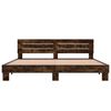 vidaXL Cadru de pat, stejar fumuriu 200x200 cm lemn prelucrat și metal
