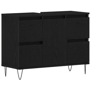 vidaXL Dulap pentru Chiuveta de Baie Stejar Negru 80 x 33 x 60 cm