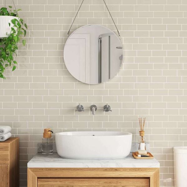 vidaXL Placă de metrou 10 pcs Bej 29.4 x 21.4 cm Poliuretan și PET