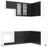 vidaXL Unitate de bucătărie PORTO 8 pcs Negru Lemn prelucrat