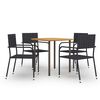 vidaXL Set mobilier de grădină, 5 piese, negru, poliratan