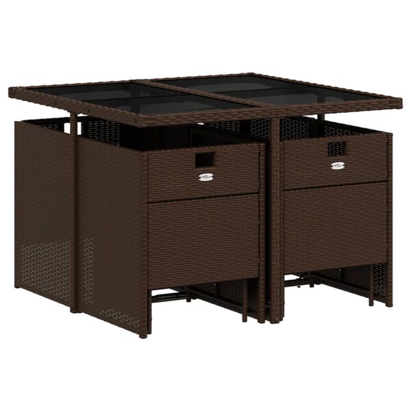 vidaXL Set mobilier de grădină cu perne, 9 piese, maro, poliratan