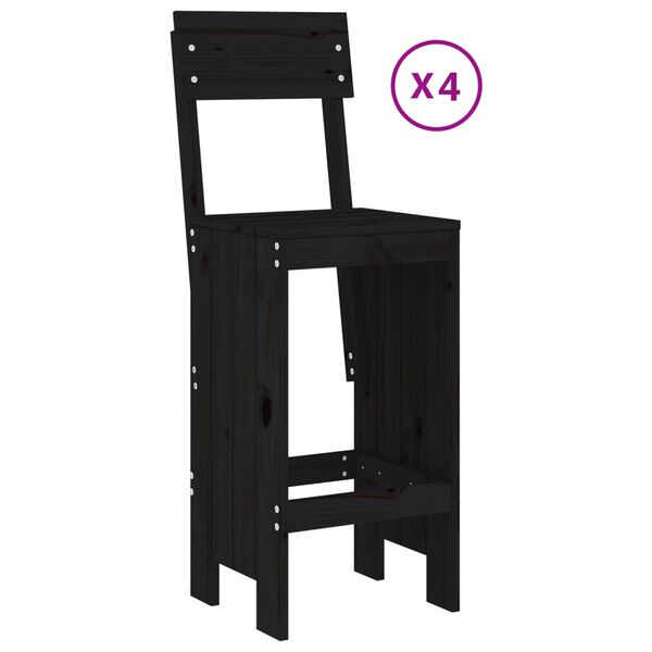 vidaXL Set mobilier bar de grădină, 5 piese, negru, lemn masiv de pin