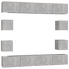 vidaXL Set dulapuri TV, 8 piese, gri beton, lemn prelucrat