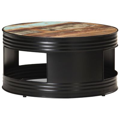 vidaXL Măsuță de cafea, negru, 68 x 68 x 36 cm, lemn masiv reciclat