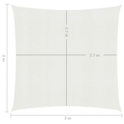 vidaXL Pânză parasolar, alb, 3 x 3 m, HDPE, 160 g/m²