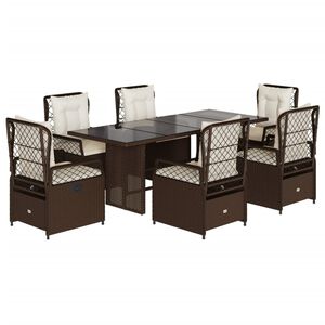 vidaXL Set mobilier de grădină cu perne, 7 piese, maro, poliratan