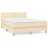 vidaXL Pat continental cu saltea, crem, 140x200 cm, material textil