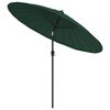 vidaXL Umbrelă de soare de exterior, st&acirc;lp aluminiu, verde, 270 cm