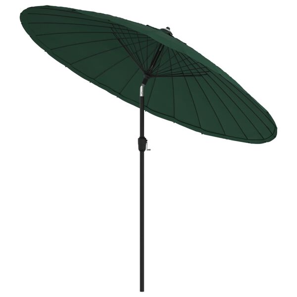 vidaXL Umbrelă de soare de exterior, st&acirc;lp aluminiu, verde, 270 cm