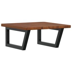 vidaXL Raft pentru lavoar montat pe perete, oțel și lemn masiv stejar