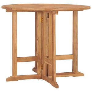 vidaXL Masă de grădină pliabilă, &Oslash;90x75 cm, lemn masiv de tec