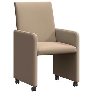 vidaXL Scaune de dining cu roți 2 buc. Piele artificială Cappuccino