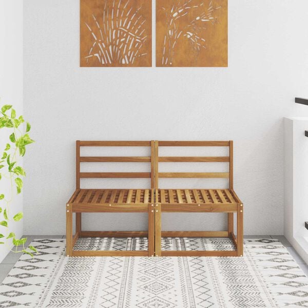 vidaXL 2 Bucată Canapea Medie pentru Exterior Lemn Solid de Acacia