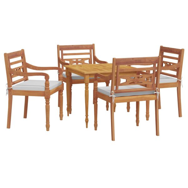 vidaXL Set mobilier de grădină cu perne, 5 piese, lemn masiv de tec