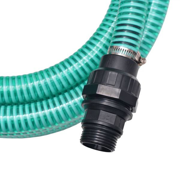 vidaXL Furtun de aspirare cu racorduri, verde, 22 mm, 10 m