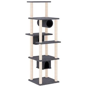 vidaXL Ansamblu de pisici, st&acirc;lpi din funie sisal, gri &icirc;nchis, 169 cm