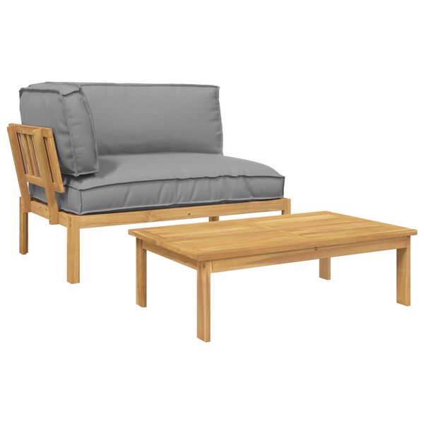 vidaXL Set de canapea cu pernă Simplu 2 pcs Gri Lemn Solid de Acacia