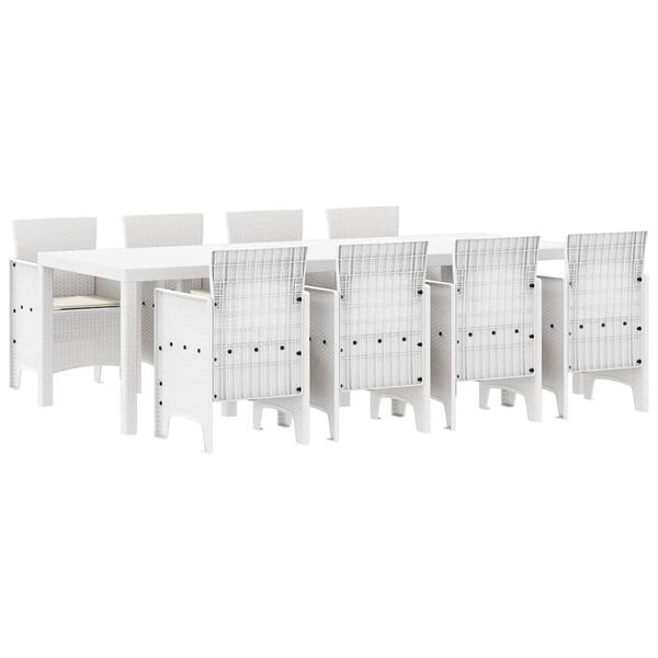 vidaXL Set de masă pentru grădină 9 pcs Gri deschis Ratan Polt
