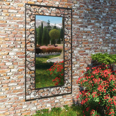 vidaXL Oglindă de perete de grădină dreptunghiulară 60x110 cm negru