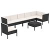 vidaXL Set mobilier de grădină cu perne, 8 piese, negru, poliratan
