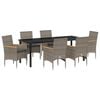 vidaXL Set de masă pentru grădină cu pernă 7 pcs Gri poliratan