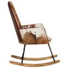 vidaXL Scaun balansoar, maro, piele naturală