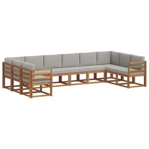 vidaXL Set de canapele de exterior 10 buc. Gri natural și deschis
