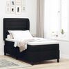 vidaXL Pat cu arcuri cu saltea cu headboard Negru 90 x 190 cm țesătură