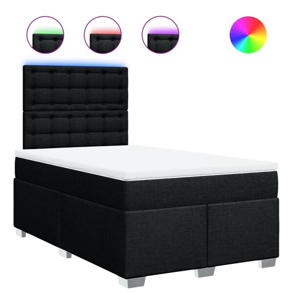 vidaXL Pat box spring cu saltea, negru, 120x190 cm, catifea