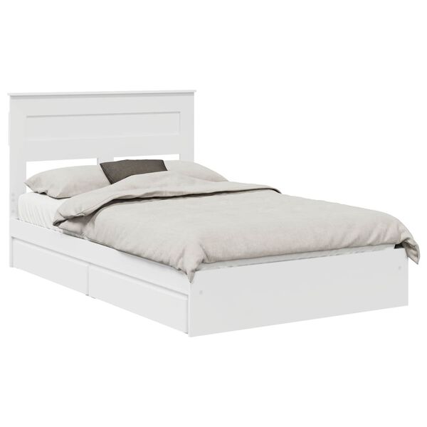 vidaXL Pat cu storage cu headboard Alb 120 x 190 cm Lemn compozit