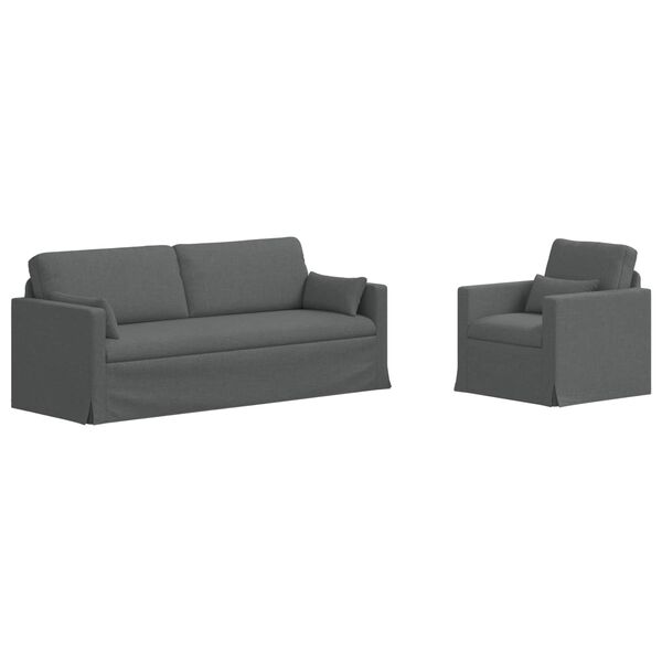 vidaXL Set de canapea 2 pcs Gri &icirc;nchis 198 x 78 x 80 cm țesătură