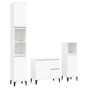 vidaXL Set dulapuri de baie, 3 piese, alb, lemn prelucrat