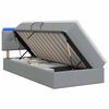 vidaXL Pat cu LED și saltea Gri deschis 90 x 190 cm Țesătură